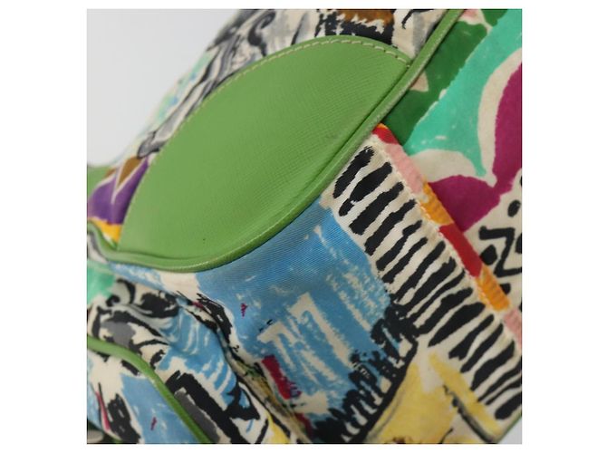 Borsa a mano PRADA Nylon Green Silver Auth 195238A Argento Verde - vista 16