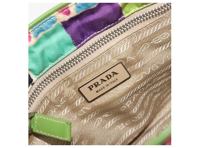 Borsa a mano PRADA Nylon Green Silver Auth 195238A Argento Verde - vista 18