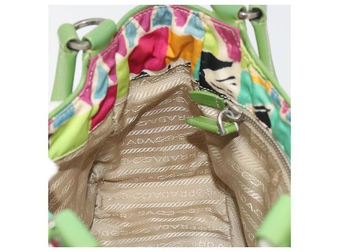 Borsa a mano PRADA Nylon Green Silver Auth 195238A Argento Verde - vista 20