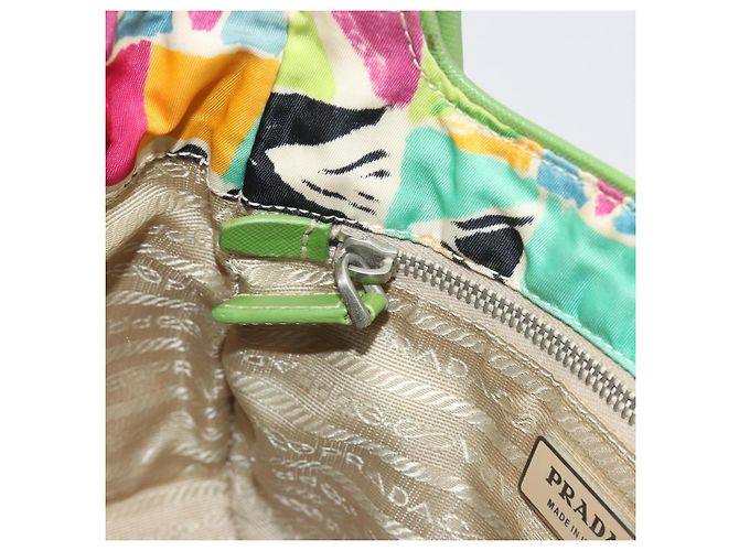 Borsa a mano PRADA Nylon Green Silver Auth 195238A Argento Verde - vista 21