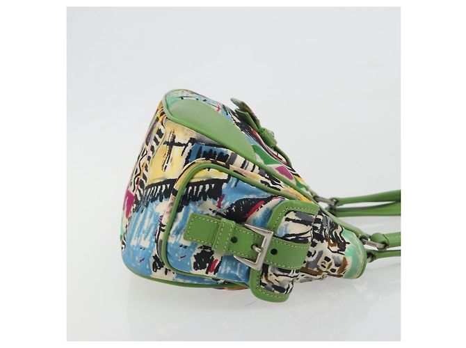 Borsa a mano PRADA Nylon Green Silver Auth 195238A Argento Verde - vista 3
