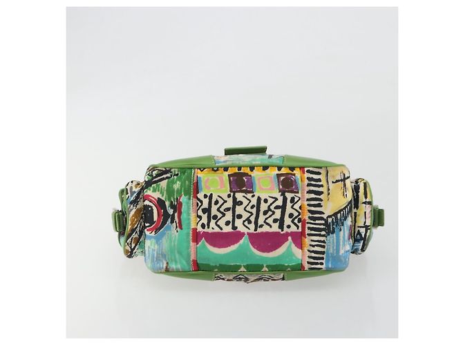 Borsa a mano PRADA Nylon Green Silver Auth 195238A Argento Verde - vista 5