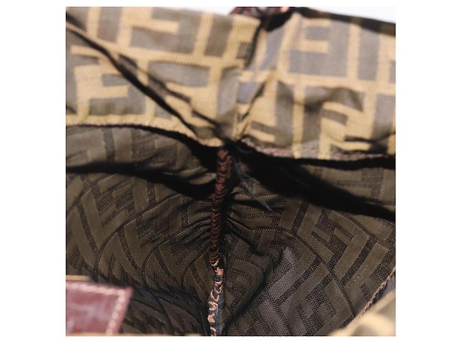Bolso de hombro FENDI Zucca Canvas Brown Black Auth 195603 Castaño Negro - vista 19