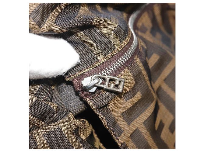 Bolso de hombro FENDI Zucca Canvas Brown Black Auth 195603 Castaño Negro - vista 21