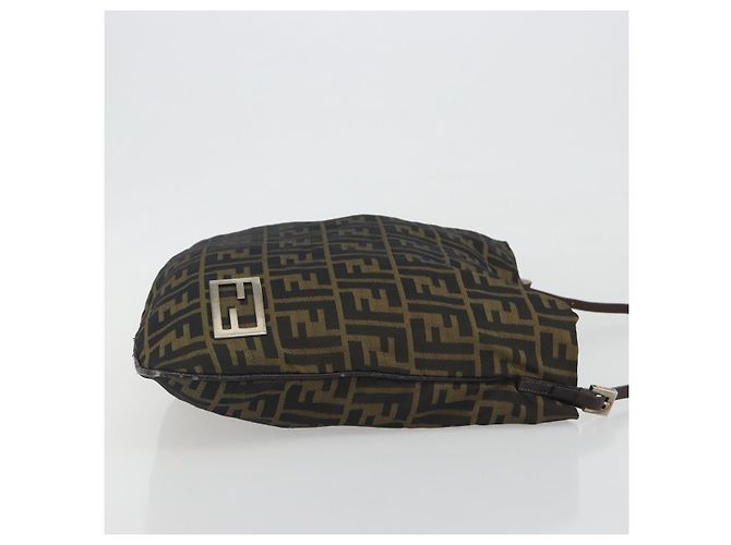 Bolso de hombro FENDI Zucca Canvas Brown Black Auth 195603 Castaño Negro - vista 3