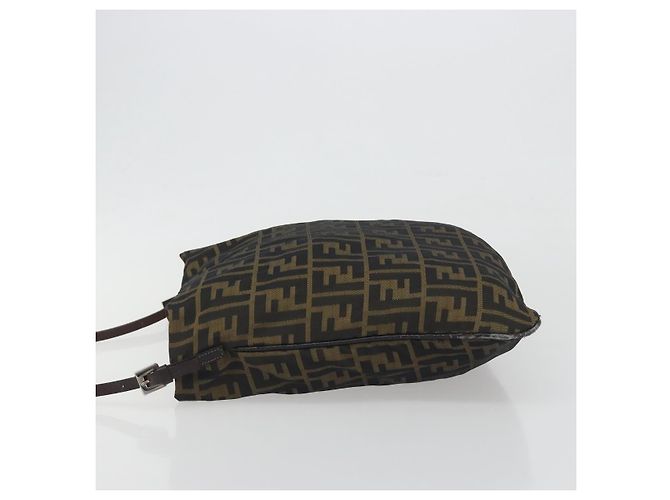 Bolso de hombro FENDI Zucca Canvas Brown Black Auth 195603 Castaño Negro - vista 4