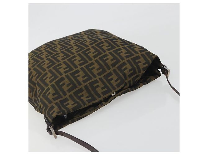 Bolso de hombro FENDI Zucca Canvas Brown Black Auth 195603 Castaño Negro - vista 6