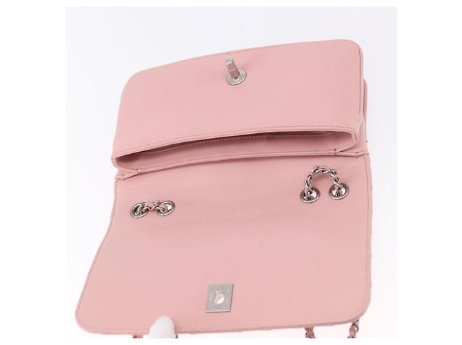 Borsa a tracolla CHANEL V Stitch Chain Studs in pelle d'agnello rosa argento CC Auth ka5624SAV - vista 10