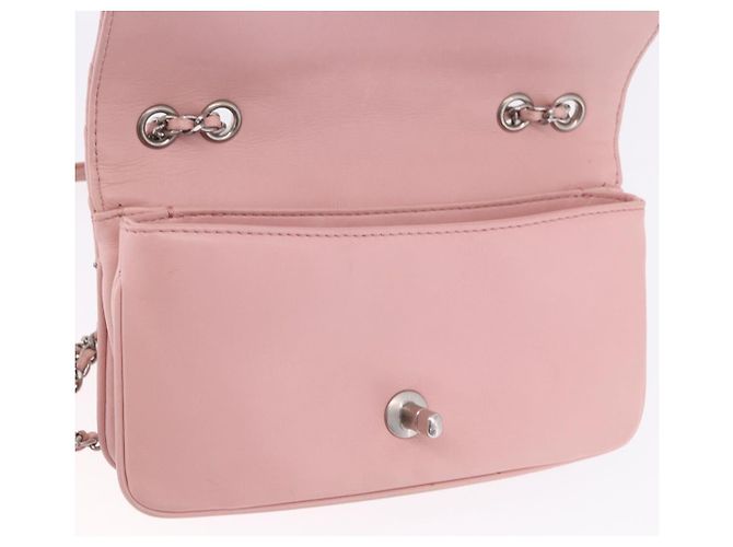 Borsa a tracolla CHANEL V Stitch Chain Studs in pelle d'agnello rosa argento CC Auth ka5624SAV - vista 19