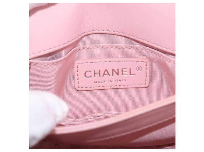 Borsa a tracolla CHANEL V Stitch Chain Studs in pelle d'agnello rosa argento CC Auth ka5624SAV - vista 20
