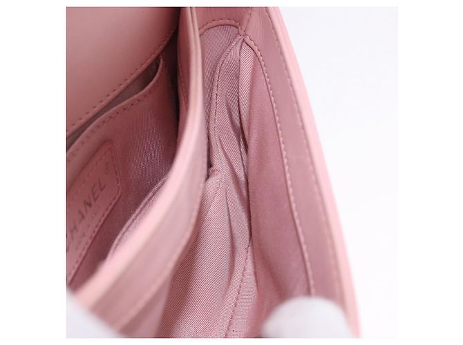 Borsa a tracolla CHANEL V Stitch Chain Studs in pelle d'agnello rosa argento CC Auth ka5624SAV - vista 21