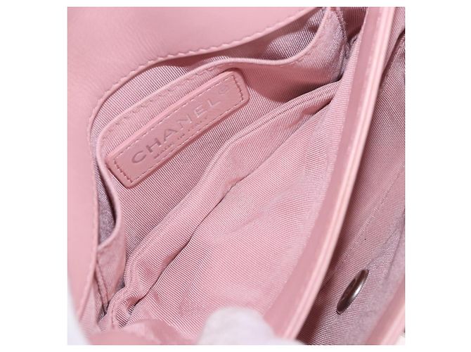 Borsa a tracolla CHANEL V Stitch Chain Studs in pelle d'agnello rosa argento CC Auth ka5624SAV - vista 23