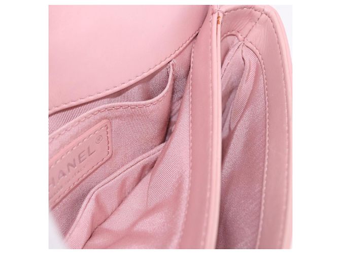 Borsa a tracolla CHANEL V Stitch Chain Studs in pelle d'agnello rosa argento CC Auth ka5624SAV - vista 24