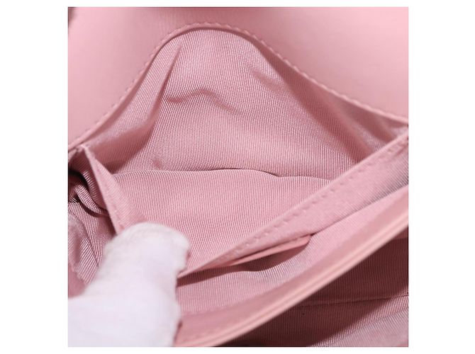 Borsa a tracolla CHANEL V Stitch Chain Studs in pelle d'agnello rosa argento CC Auth ka5624SAV - vista 26