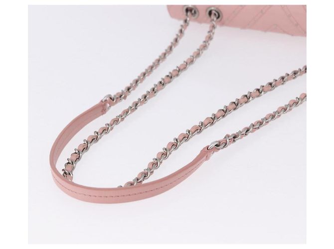 Borsa a tracolla CHANEL V Stitch Chain Studs in pelle d'agnello rosa argento CC Auth ka5624SAV - vista 7