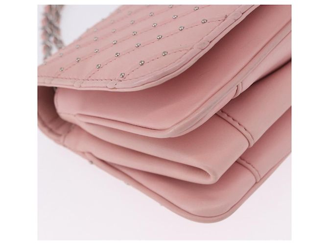 Borsa a tracolla CHANEL V Stitch Chain Studs in pelle d'agnello rosa argento CC Auth ka5624SAV - vista 9