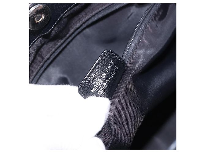 Borsa a Mano Christian Dior Trotter Canvas Nero Argento Auth 195785V - vista 11