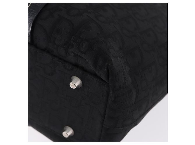 Borsa a Mano Christian Dior Trotter Canvas Nero Argento Auth 195785V - vista 14