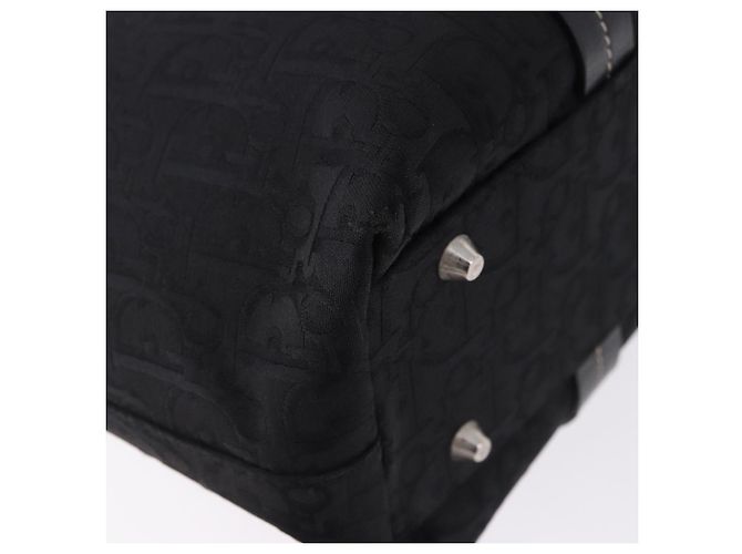 Borsa a Mano Christian Dior Trotter Canvas Nero Argento Auth 195785V - vista 15