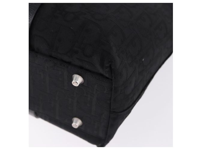 Borsa a Mano Christian Dior Trotter Canvas Nero Argento Auth 195785V - vista 16