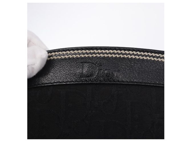 Borsa a Mano Christian Dior Trotter Canvas Nero Argento Auth 195785V - vista 17
