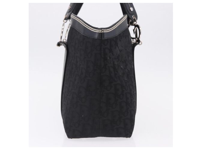 Borsa a Mano Christian Dior Trotter Canvas Nero Argento Auth 195785V - vista 4