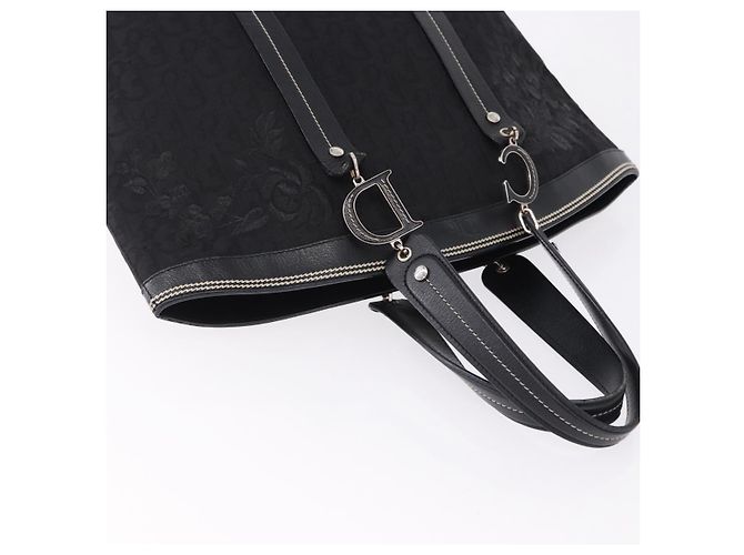 Borsa a Mano Christian Dior Trotter Canvas Nero Argento Auth 195785V - vista 6
