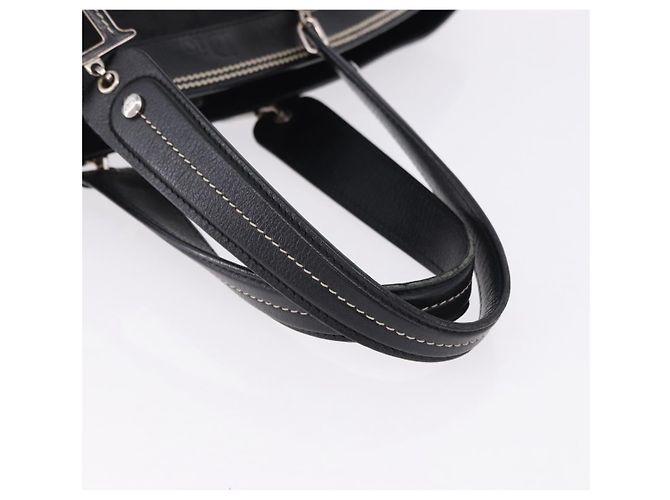 Borsa a Mano Christian Dior Trotter Canvas Nero Argento Auth 195785V - vista 7