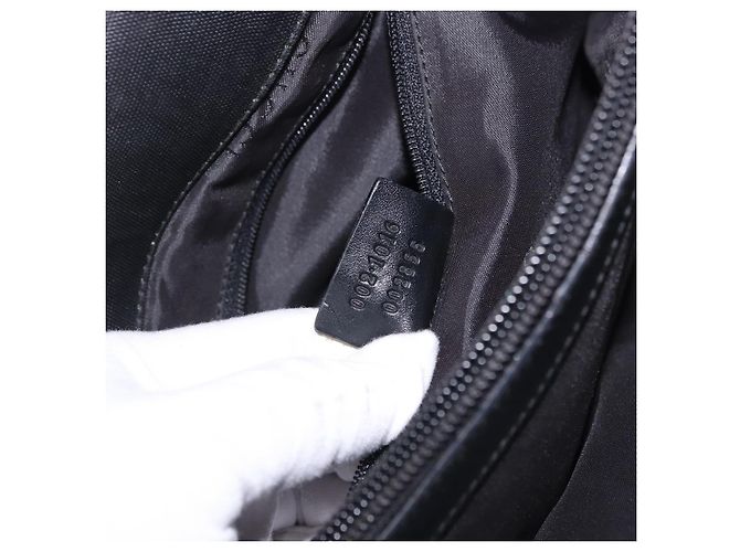 Borsa Tote GUCCI Bamboo Canvas Nero Argento 002 1016 Auth ka5599 - vista 12