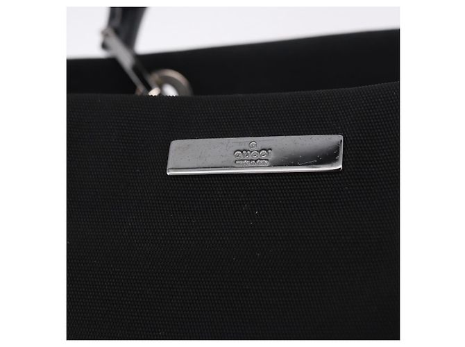 Borsa Tote GUCCI Bamboo Canvas Nero Argento 002 1016 Auth ka5599 - vista 17