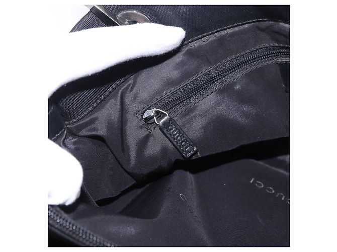Borsa Tote GUCCI Bamboo Canvas Nero Argento 002 1016 Auth ka5599 - vista 25
