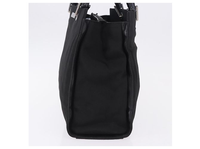 Borsa Tote GUCCI Bamboo Canvas Nero Argento 002 1016 Auth ka5599 - vista 3