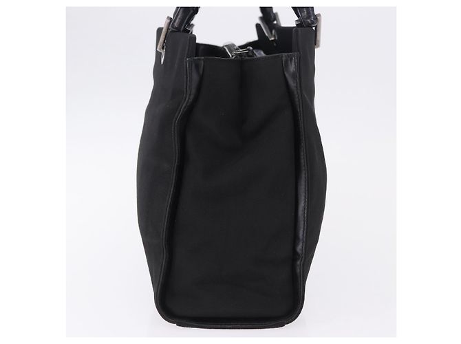 Borsa Tote GUCCI Bamboo Canvas Nero Argento 002 1016 Auth ka5599 - vista 4