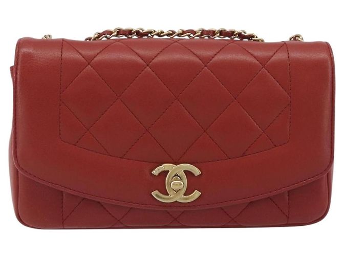 Borsa a tracolla CHANEL Matelassé in pelle d'agnello rossa con catena e CC dorato Auth 195253SM Rosso - vista 13