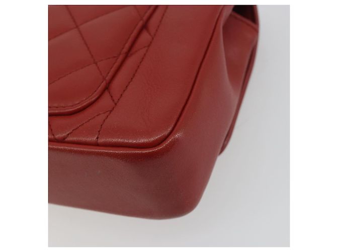 Borsa a tracolla CHANEL Matelassé in pelle d'agnello rossa con catena e CC dorato Auth 195253SM Rosso - vista 17