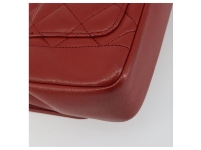 Borsa a tracolla CHANEL Matelassé in pelle d'agnello rossa con catena e CC dorato Auth 195253SM Rosso - vista 18