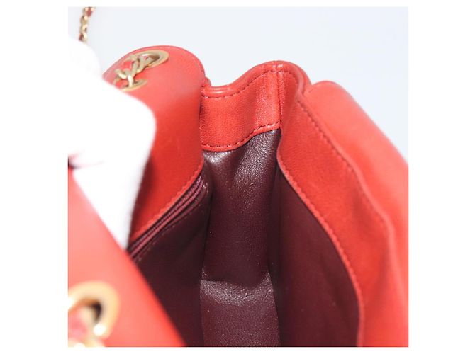 Borsa a tracolla CHANEL Matelassé in pelle d'agnello rossa con catena e CC dorato Auth 195253SM Rosso - vista 24