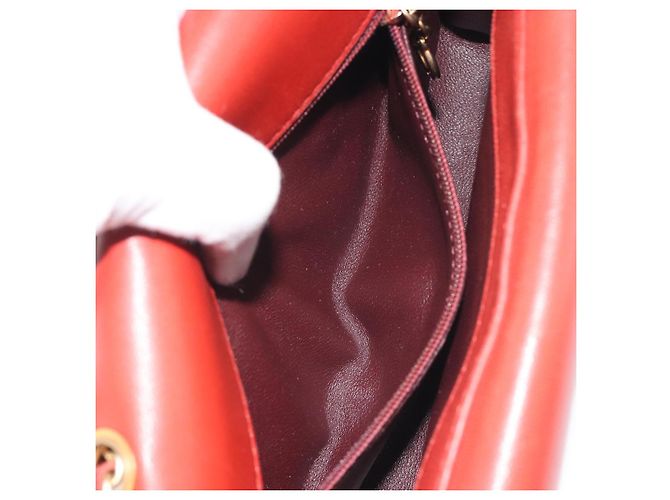 Borsa a tracolla CHANEL Matelassé in pelle d'agnello rossa con catena e CC dorato Auth 195253SM Rosso - vista 27