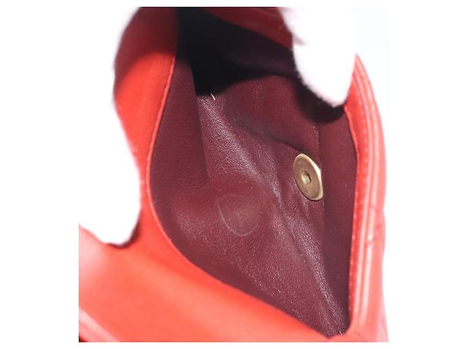 Borsa a tracolla CHANEL Matelassé in pelle d'agnello rossa con catena e CC dorato Auth 195253SM Rosso - vista 28