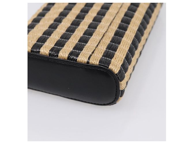 Borsa a tracolla con catena CHANEL in rafia beige e oro CC Auth 196361SAM D'oro - vista 16