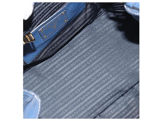 Borsa a mano PRADA in pelle 2way blu tono oro Auth 195424V - vista 10
