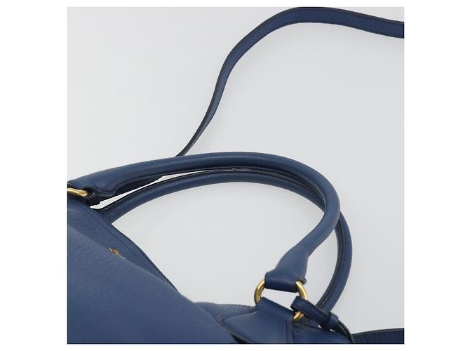 Borsa a mano PRADA in pelle 2way blu tono oro Auth 195424V - vista 14