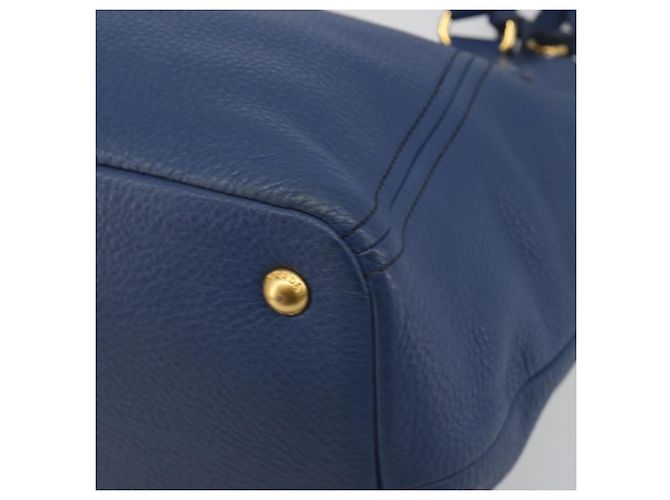 Borsa a mano PRADA in pelle 2way blu tono oro Auth 195424V - vista 16