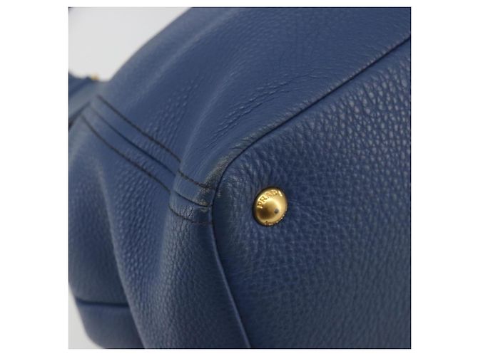 Borsa a mano PRADA in pelle 2way blu tono oro Auth 195424V - vista 17