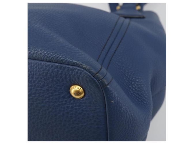 Borsa a mano PRADA in pelle 2way blu tono oro Auth 195424V - vista 18