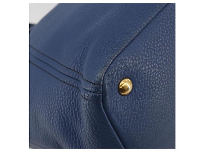 Borsa a mano PRADA in pelle 2way blu tono oro Auth 195424V - vista 19