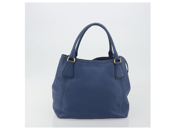 Borsa a mano PRADA in pelle 2way blu tono oro Auth 195424V - vista 2