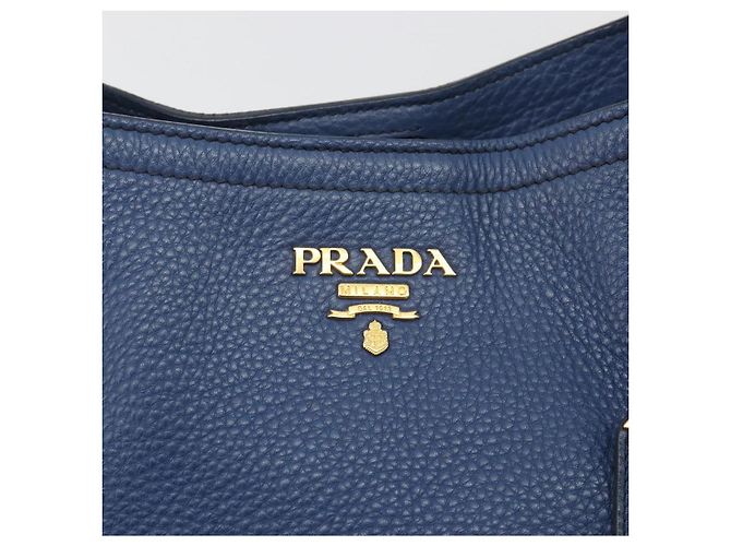 Borsa a mano PRADA in pelle 2way blu tono oro Auth 195424V - vista 20