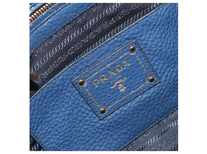 Borsa a mano PRADA in pelle 2way blu tono oro Auth 195424V - vista 21