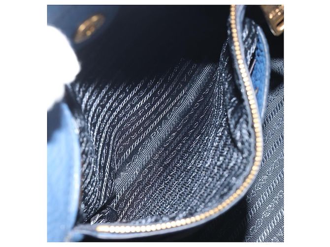 Borsa a mano PRADA in pelle 2way blu tono oro Auth 195424V - vista 25
